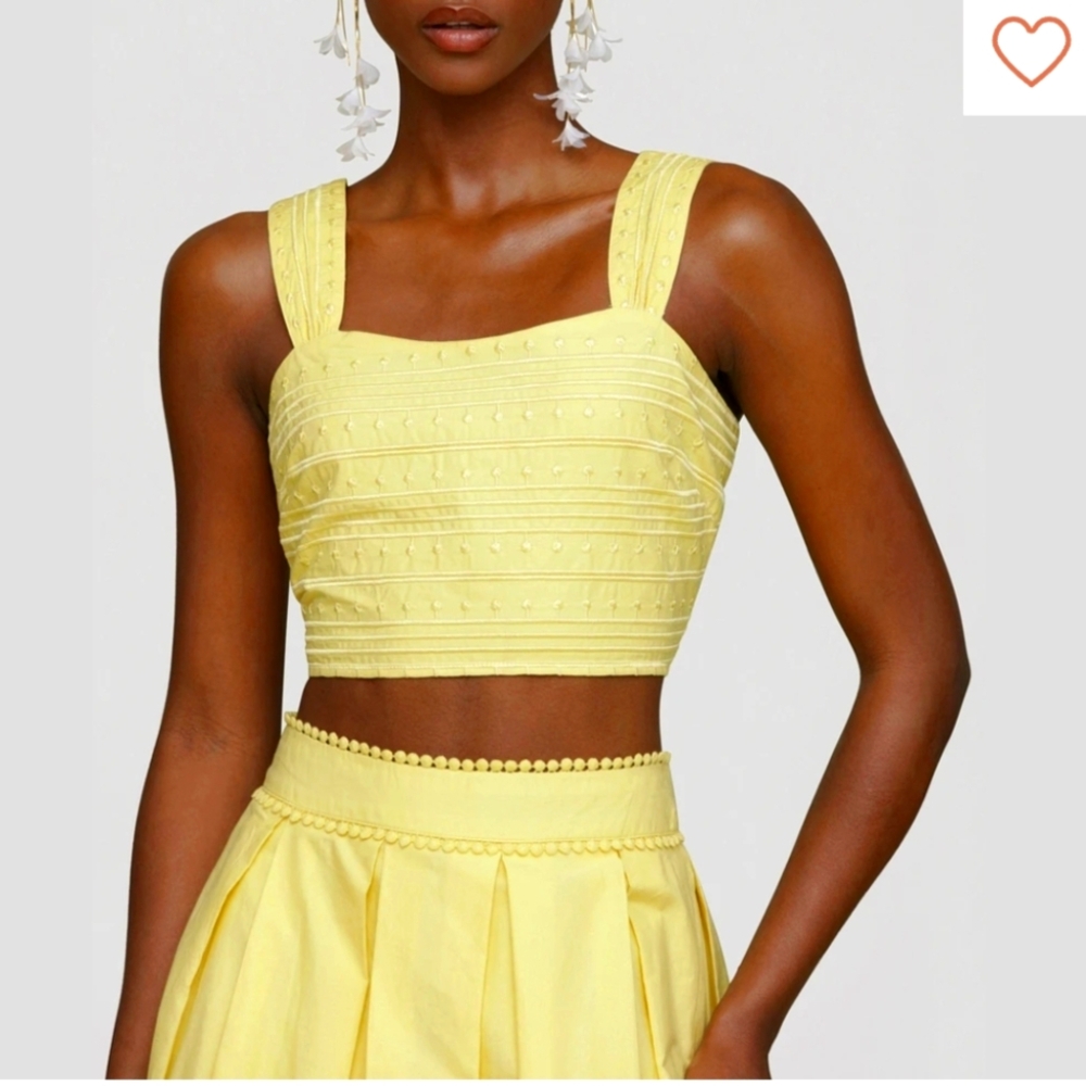 Avec Les Filles Cotton Crop Top Size 10 Yellow NWT